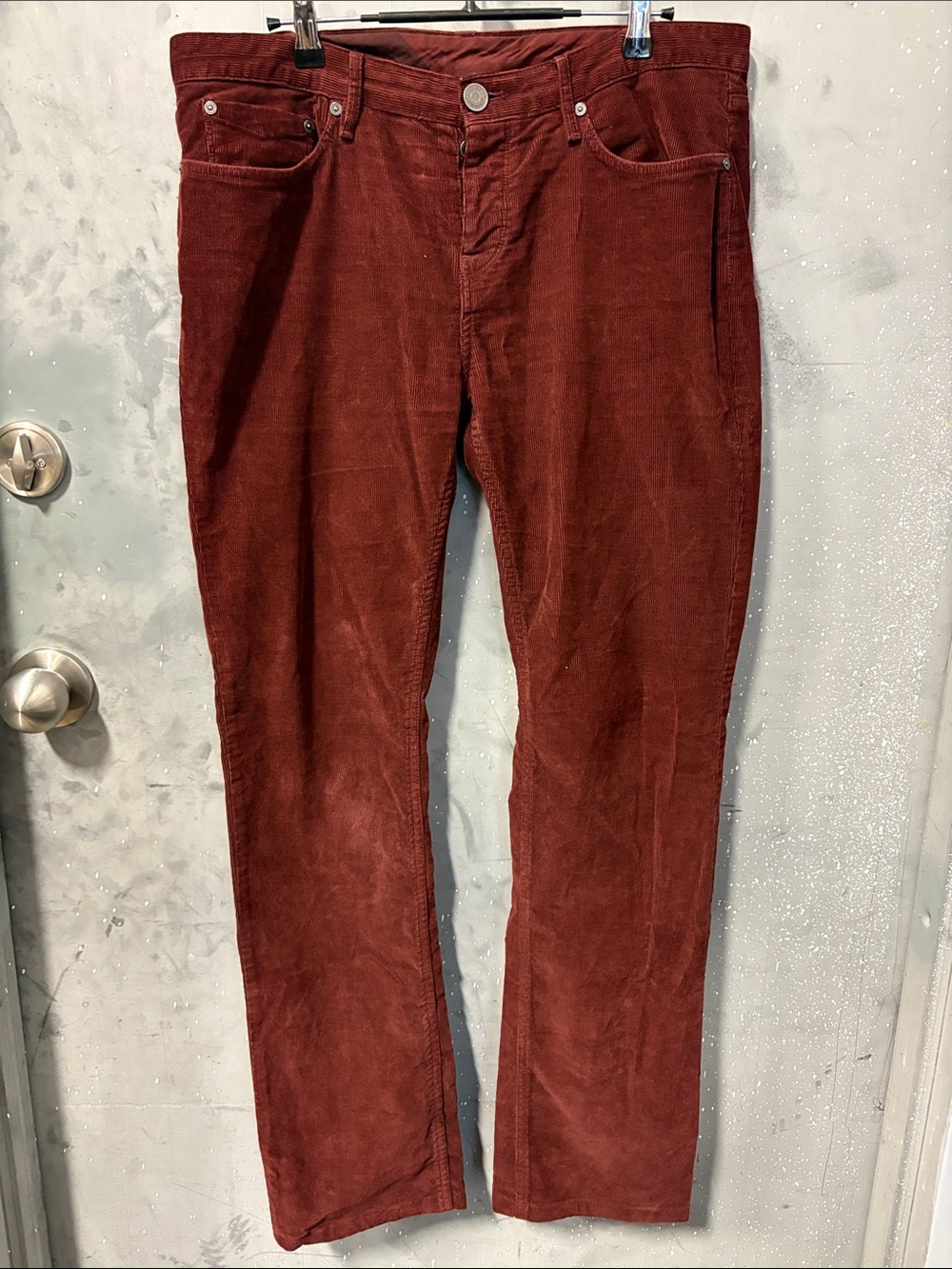 Burberry Men's Corduroy Pants in Burgundy